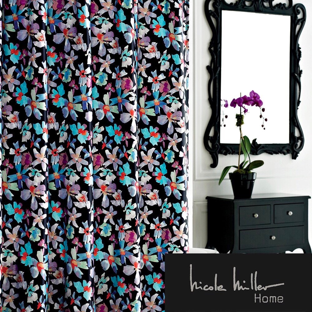 Nicole Miller Watercolor Floral Shower Curtain